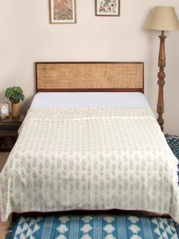 Fabindia - Cream Gulbagh Hand Block Cotton Printed Dohar (Double)