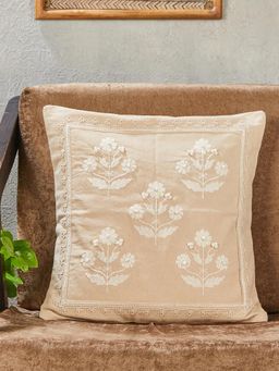 Fabindia - Natural Noor Embroidered Cotton Blend Cushion Cover (16x16)