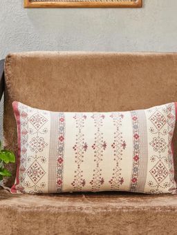 Fabindia - Off-White Mihika Printed Cotton Cushion Cover (30x50)