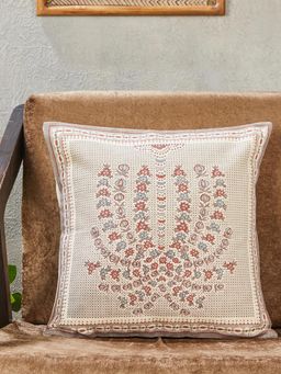 Fabindia - Off-White Mihika Printed Cotton Cushion Cover (16x16)