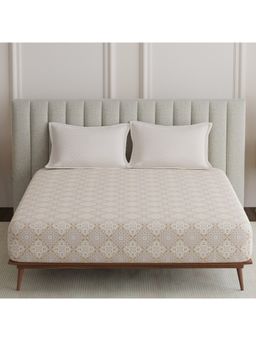 Boutique Living - Embrace Cotton Brown Ethnic Print Bedsheet with Pillow Covers (King)