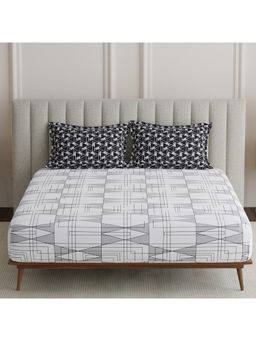 Boutique Living - Embrace Cotton Grey Geometrical Bedsheet with Pillow Covers (King)
