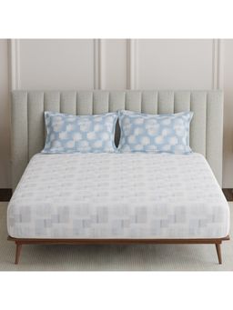 Boutique Living - Embrace Cotton Blue & White Geometrical Bedsheet with Pillow Covers (King)