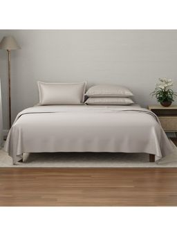 Boutique Living - Luxe Loom Cotton Wild Mushroom Taupe Dyed Bedsheet with Pillow Covers (King)