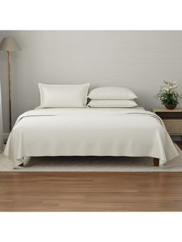 Boutique Living - Luxe Loom Cotton Off-White Dyed Bedsheet with Pillow Covers (King)