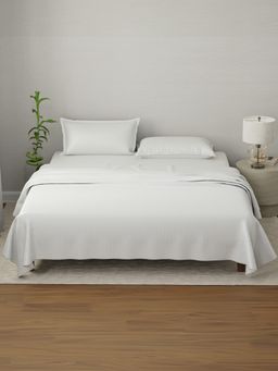 Boutique Living - Elegant Cotton White Stripes Bedsheet with Pillow Covers (King)