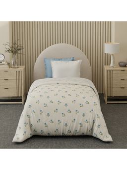 Boutique Living - Cottage Garden Cotton White and Blue Floral Reversible Comforter
