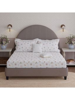 Boutique Living - Royal Essence Nature Poetry Cotton White Floral Bedsheet Set (King)