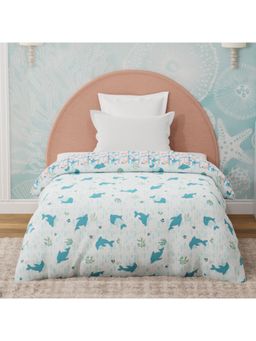 Boutique Living - Rock N Room Cotton Blue & White Dolphin Printed Reversible Comforter