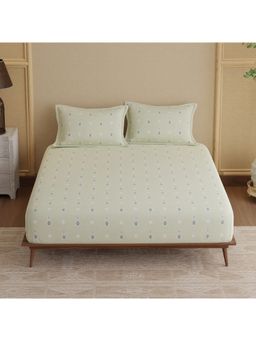 Boutique Living - Indo Musk Kasturi Cotton Green Printed Bedsheet with 2 Pillow Covers (King)