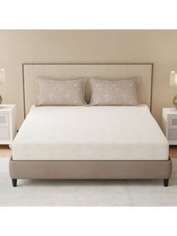 Boutique Living - Gardenia Augusta Cotton Cream & Grey Floral Bedsheet with Pillow Covers (King)
