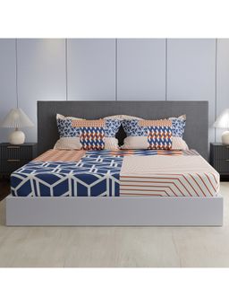 Boutique Living - Cotton Multi-Color Geometric Bedsheet with Pillow Covers (King)