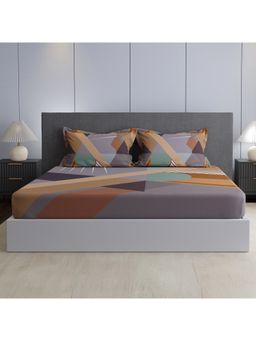 Boutique Living - Cotton Multi-Color Geometric Bedsheet with Pillow Covers (King)