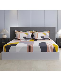 Boutique Living - Cotton Multicolor Geometric Bedsheet with Pillow Covers (King)