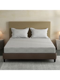 Layers - Lumina Floret Cotton Grey Geometrical Fitted Bedsheet with 2 Pillow Covers (King)