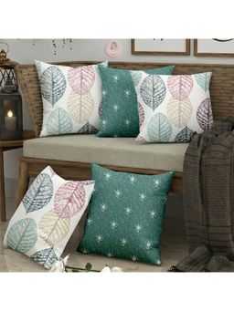 CHHAVI INDIA - Grene Leaf Printed Quilted Cushion Covers (Pack of 5) (One Size)