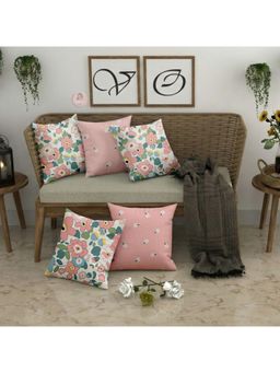 CHHAVI INDIA - Pink Floral Cushion Covers (Pack of 5) (One Size)
