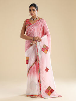 Sareemall - Women Paper Silk Pink Embellished Designer Saree With Unstitched Blouse