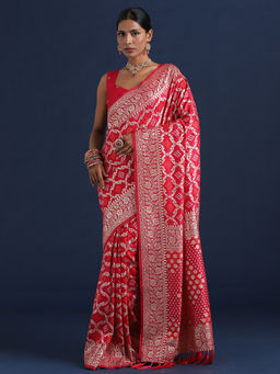 Sareemall - Women Dola Silk Pink Woven Design Designer Saree With Unstitched Blouse