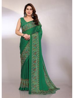 FABMORA - Women Chiffon Printed Saree with Unstitched Blouse