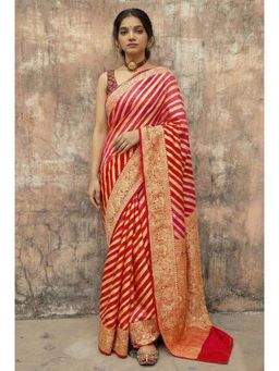 AMRUTKALA SAREES - Red Designer Banarasi Silk Kanjivaram Saree with Unstitched Blouse