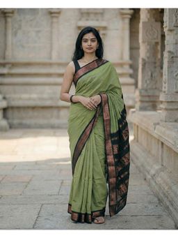 AMRUTKALA SAREES - Green Designer Banarasi Silk Kanjivaram Saree with Unstitched Blouse