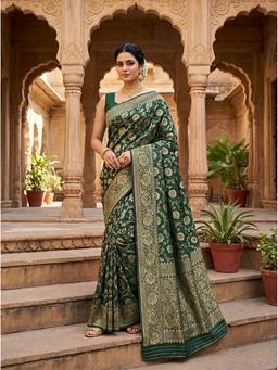 AMRUTKALA SAREES - Green Designer Banarasi Silk Kanjivaram Saree with Unstitched Blouse