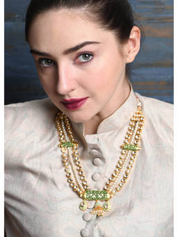 Odette - Green Metal Necklace Set (Set of 2)