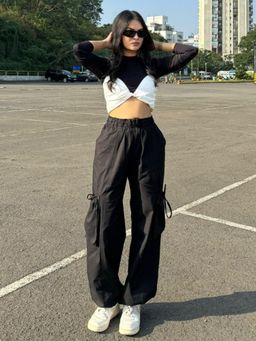 Uptownie - Womens Stretchable Cotton Colorblocked Crop Top