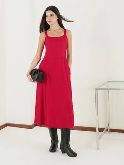 Fable Street - Pink Fit and Flare Midi Dress