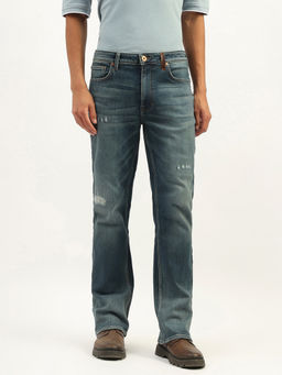 United Colors of Benetton - Men Solid Bootcut Fit Jeans Navy Blue