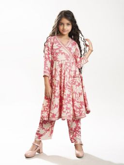BITIYA BY BHAMA - Girls Pink Angrakha Kurta With Trouser
