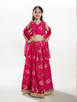 BITIYA BY BHAMA - Girls Pink Digital Print Ready To Wear Lehenga With Choli & Dupatta