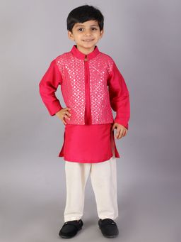 The Little Tales - Pink Solid Kurta and Pyjama (Set of 2)