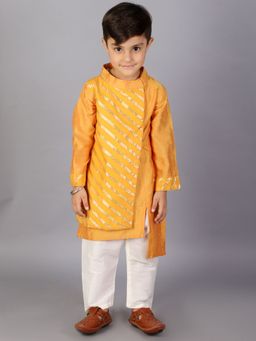 The Little Tales - Orange Woven Kurta and Pyjama (Set of 2)
