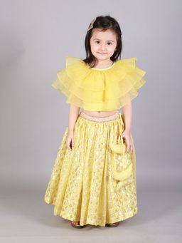 The Little Tales - Yellow Solid Blouse and Lehenga (Set of 2)