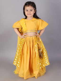 The Little Tales - Yellow Solid Blouse and Lehenga (Set of 2)