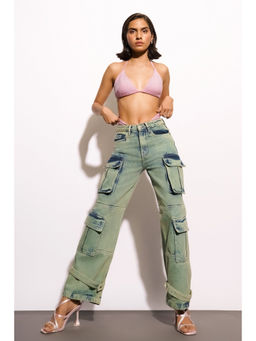 FREAKINS - Green Faithful Sin Cargo Jeans