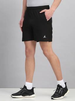 Fitleasure - Men Black Polyester Solid Shorts