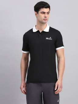 Fitleasure - Black Wrinkle Resistant Breathable Lightweight Uv-Protection Polo T-Shirt