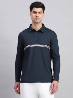 Fitleasure - Navy Blue Wrinkle Resistant Uv Protection Oxford Workwear Lightweight Polo T-Shirt