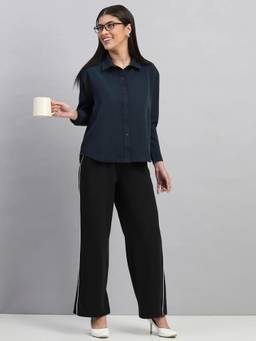 Fitleasure - Oversized Smart Navy Blue Shirt