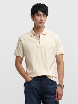 Arrow - Men Self-Striped Regular Fit Polo T-Shirt