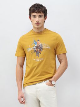 U.S. Polo Assn. Denim Co. - Men Mustard Motel On The Coast Graphic Printed T-Shirt