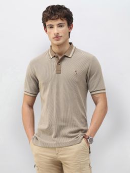 U.S. Polo Assn. Denim Co. - Men Dark Beige Motel On The Coast Textured Polo T-Shirt