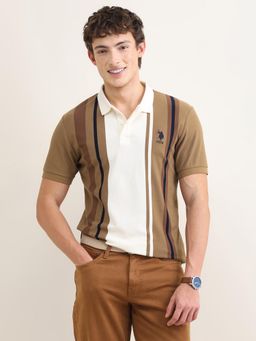 U.S. POLO ASSN. - Men Colorblocked Sotogrande Vertical Striped Polo T-Shirt