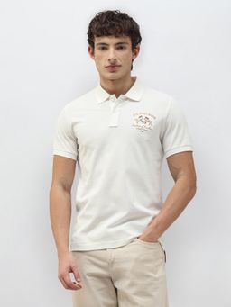 U.S. POLO ASSN. - Men Off White New Port Marina Brand Embroidered Polo T-Shirt