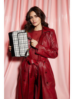 MIRAGGIO - Liviana Tweed Handbag with Adjustable Shoulder Strap For Women -White (M)