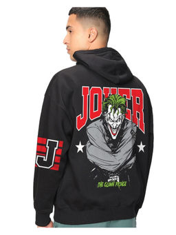 Bewakoof - Official DC Heavy Duty 1.0 Men's Black The Clown Prince Graphic Printed Oversized Hoodies