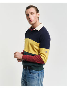 GANT - Multi-Color Colorblock Spread Collar Full Sleeves Sweatshirt